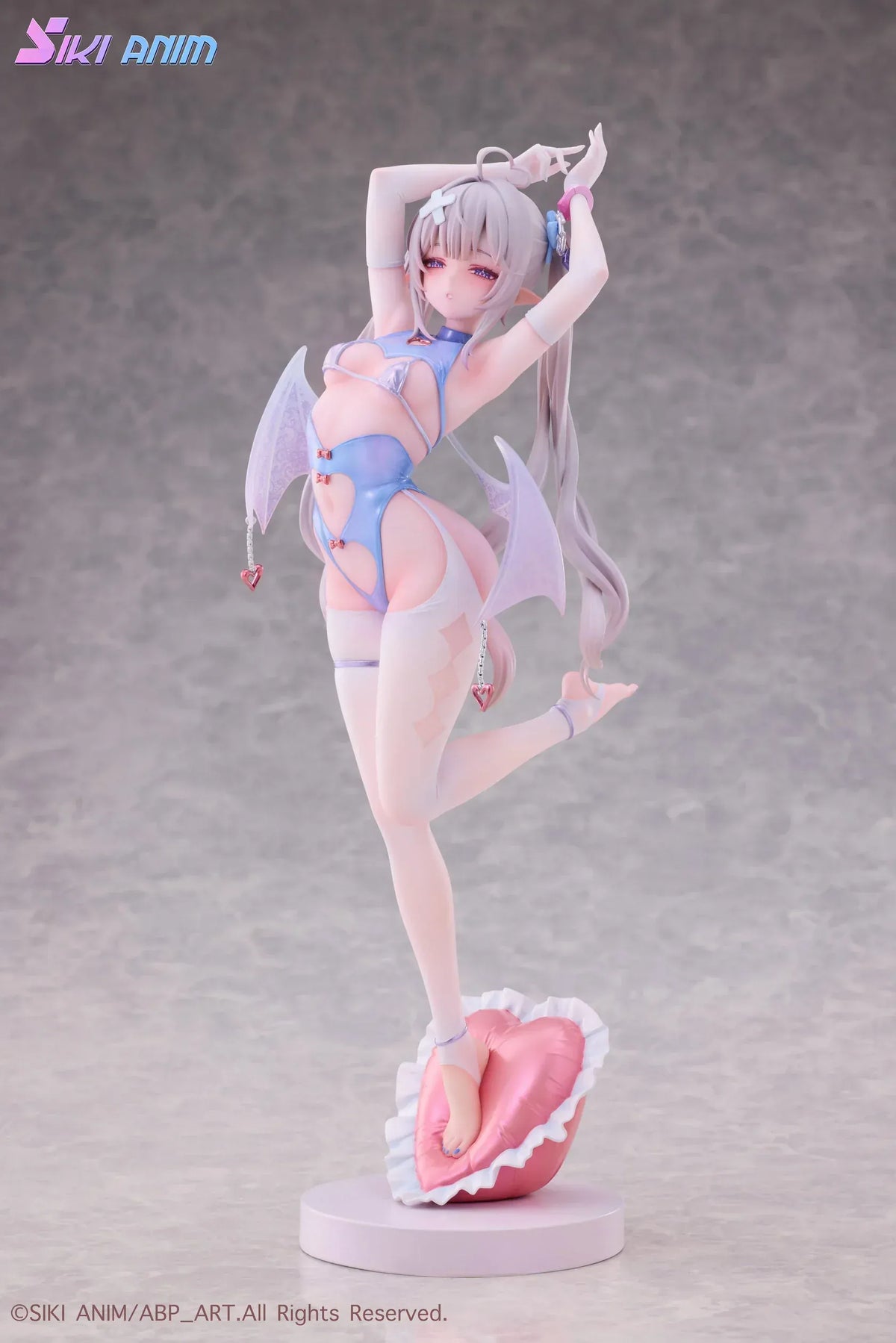 AbP_Art Illustration Sayume 1/6 scale figure with pastel blue outfit, small wings, long silver hair, and heart-shaped display base