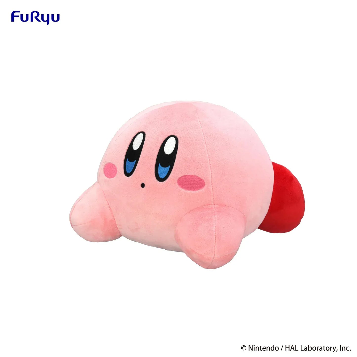 Kirby Sleep Together Big Plush Toy by FuRyu featuring Kirby lying down with a cute resting expression, soft pink body, and red feet.