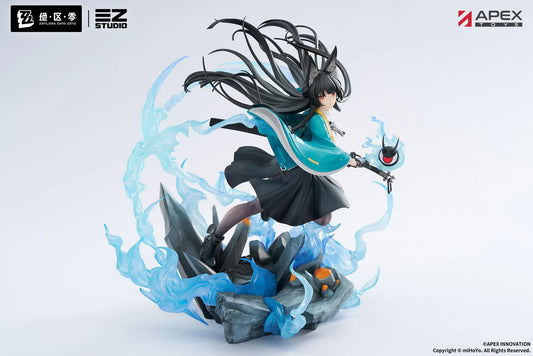 Zenless Zone Zero Miyabi Hoshimi Honed Blade of Reflection Ver 1/7 scale figure with blue energy effects and dynamic pose.