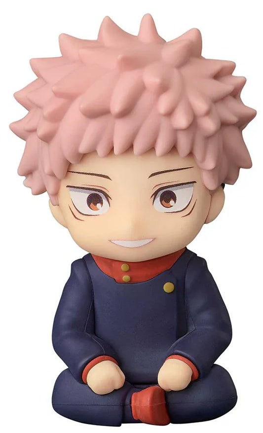 Jujutsu Kaisen Nendoroid Plus Yuji Itadori rubber mascot chibi figure with pink spiky hair seated pose