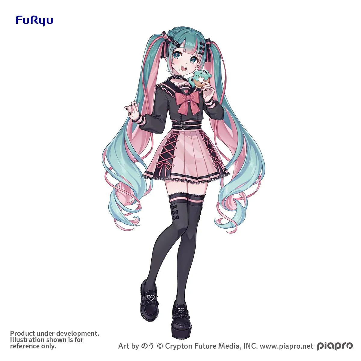 Vocaloid Sweet School Life Hatsune Miku Bitter and Sweet Ver. Figure in black and pink school outfit with twin-tails and dessert accessory