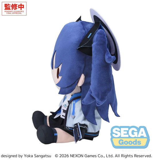 Blue Archive Fuwa Petit Yuuka BIG Plush with blue hair, school outfit, and cute chibi plush design