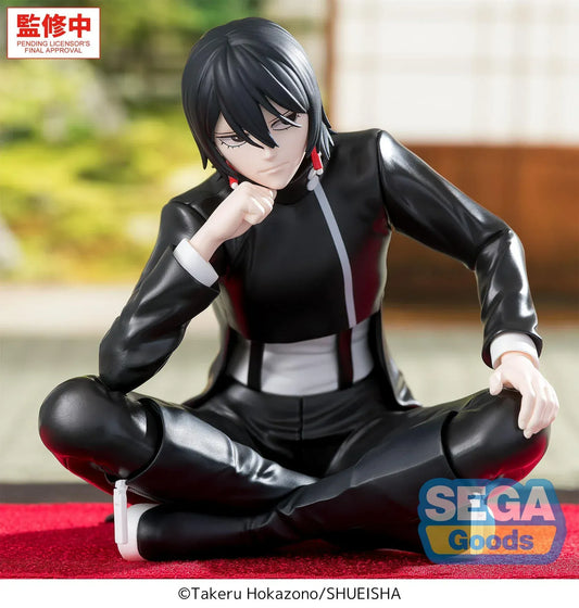 Hiyuki Kagari perching figure from Kagurabachi sitting pose with black outfit on display base