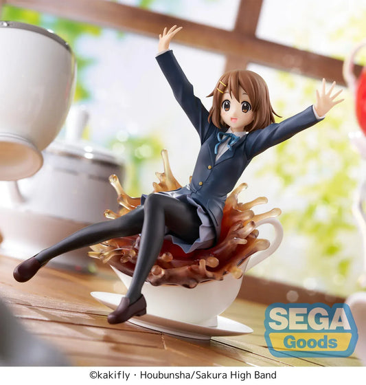 Yui Hirasawa Luminasta figure from K-On sitting on teacup with splash effect and school uniform