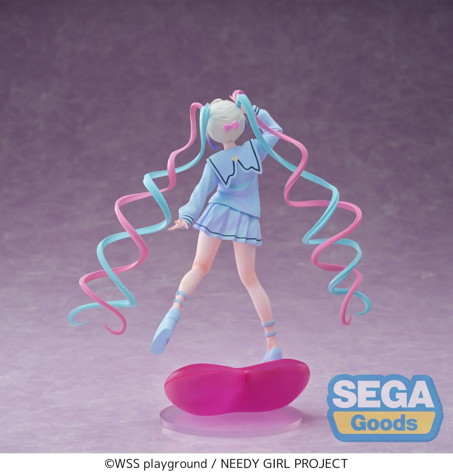 NEEDY GIRL OVERDOSE XStellar OMGkawaiiAngel Figure with pastel sailor outfit, pink and blue twin tails, and heart-shaped base