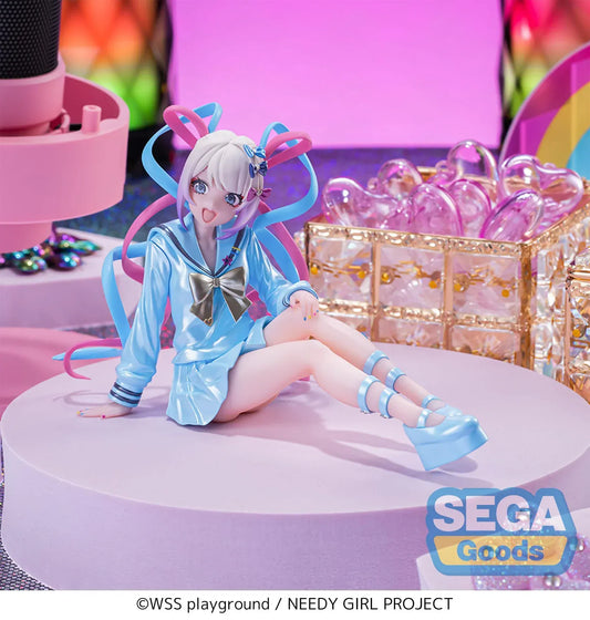Figure of OMGKawaiiAngel sitting in a perching pose with pastel ribbons, glossy outfit, and energetic expression.