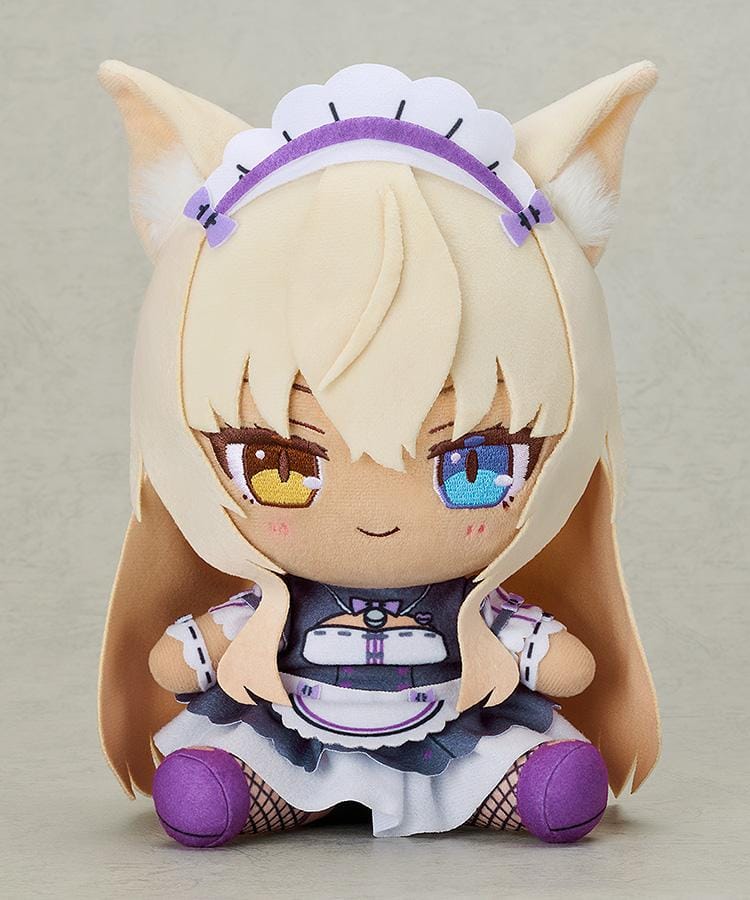 Nekopara Sekai Connect Chocopuni Coconut plushie with long blonde hair, cat ears, mismatched eyes, and a purple-accented maid uniform.