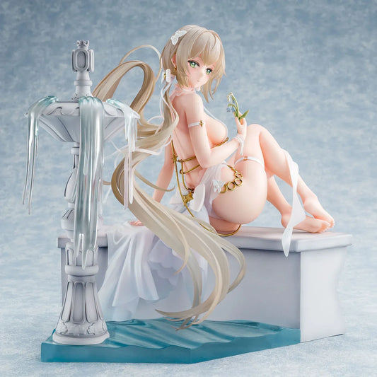 Houkiboshi Illustration Momoko 1/6 scale figure seated under crescent moon with flowing hair and gold accessories.