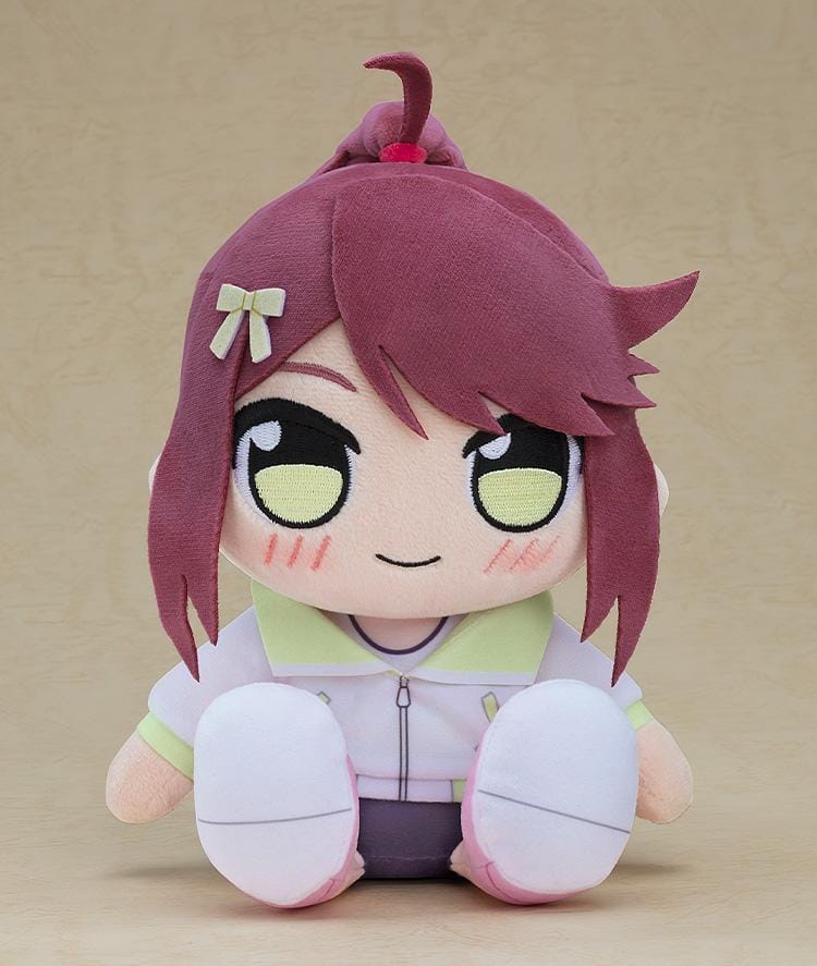 IKIZULIVE LOVELIVE BLUEBIRD Kuripan Plushie Akira Goto featuring Akira in a soft chibi-style seated plush design with reddish-purple hair, bright eyes, bow detail, and casual outfit styling.