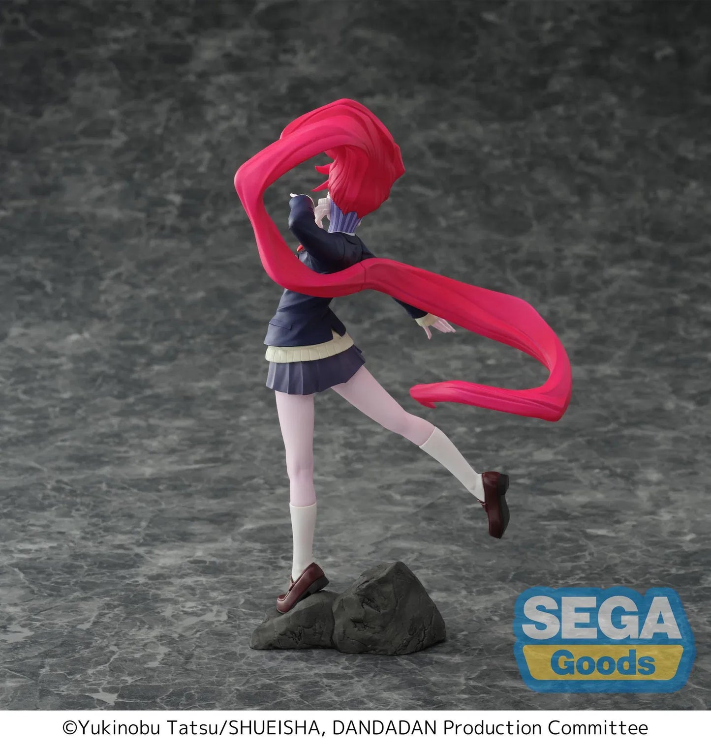 Dandadan Luminasta Aira Transformed Figure with flowing red hair in a dynamic action pose