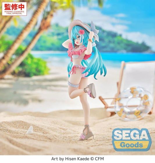 Hatsune Miku Tropical version Luminasta figure wearing summer outfit with sun hat and twin tails