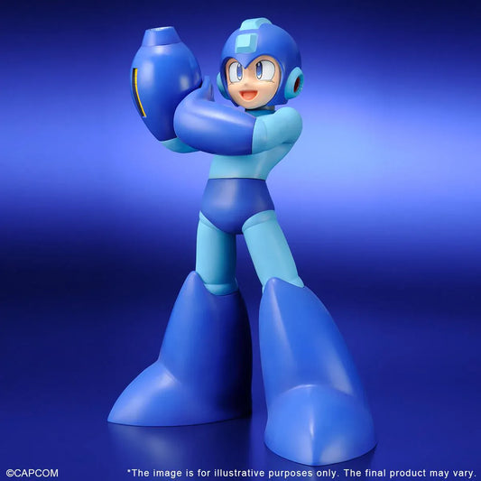 Mega Man Gigantic Series figure with interchangeable head parts helmet on and off blue armor