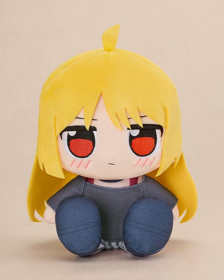 Bocchi the Rock Kuripan Seika Ijichi plushie sitting chibi plush with blonde hair and red eyes