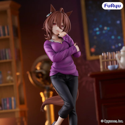 Uma Musume Pretty Derby Trio-Try-iT Agnes Tachyon Figure reissue featuring Agnes Tachyon in a purple sweater, black pants, horse ears, and casual standing pose