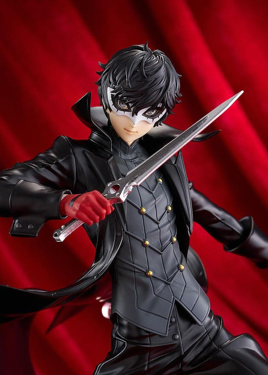 Persona 5 Royal POP UP PARADE L Joker figure in dynamic combat pose with black trench coat and dagger