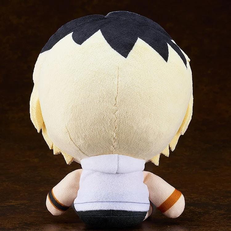 Silent Hill Heather Mason rerelease plushie with short blonde hair, dark roots, golden eyes, a white vest, and gray skirt.