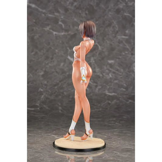 Taimanin RPG Adult Yukikaze Swimsuits Ver. 1/6 Scale Figure featuring Yukikaze in a white swimsuit-style outfit with purple eyes, short hair, gold accents, and display base.