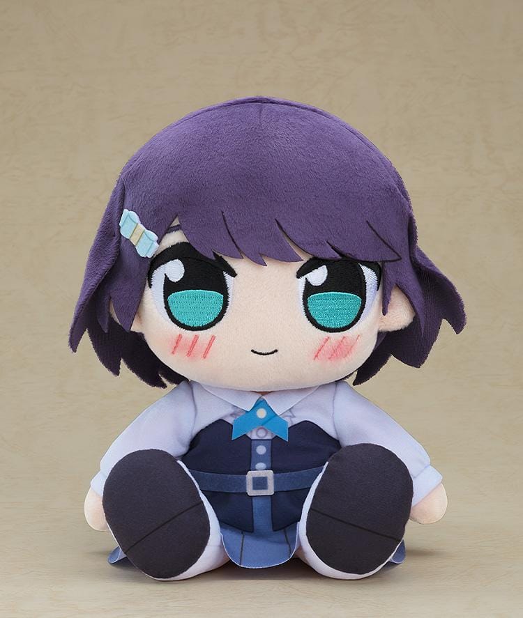 IKIZULIVE LOVELIVE BLUEBIRD Kuripan Plushie Mai Azabu featuring Mai in a soft chibi-style seated plush design with purple hair, turquoise eyes, blue hair clip, and blue-accented outfit details.