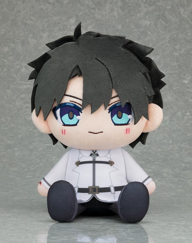Fate Grand Order Chocopuni Plushie Master Male Protagonist with black hair, blue eyes, Chaldea-style outfit, and embroidered expression