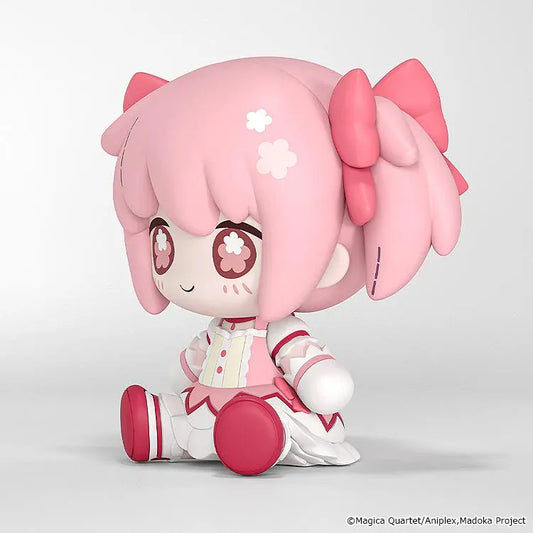 Puella Magi Madoka Magica Huggy Good Smile Madoka Kaname Figure with pink hair, bow details, and cute seated pose