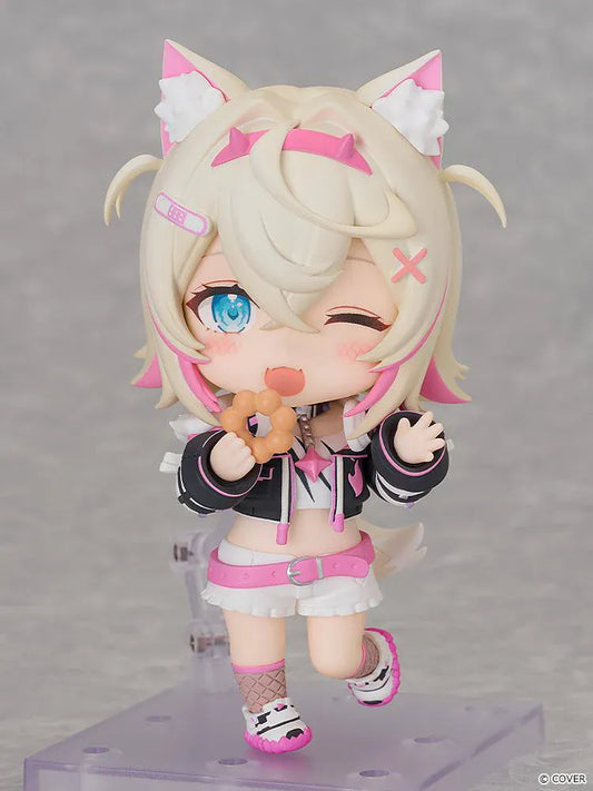 hololive production Nendoroid Mococo Abyssgard Figure with blonde hair pink wolf ears and black-and-pink outfit