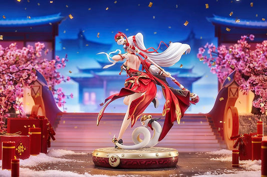 Kiana Ba-Dum Fiery Wishing Star 1/7 scale figure from Honkai Impact 3rd with red outfit, staff weapon, and themed display base