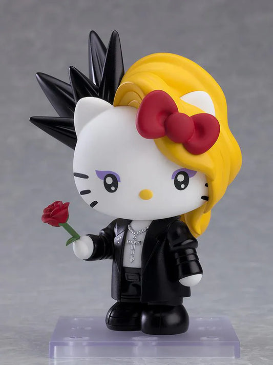 Yoshikitty Nendoroid figure with black outfit blonde hair red bow and rock style design