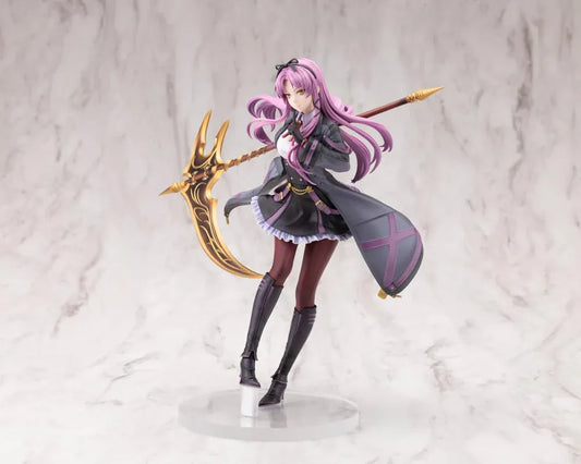 The Legend of Heroes Renne Bright Ver. 2 1/8 scale figure holding a large golden scythe in a black-and-purple outfit.