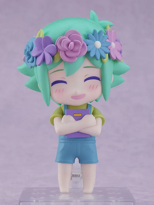 OMORI Nendoroid Basil Figure rerelease with green hair colorful flower crown and blue overalls