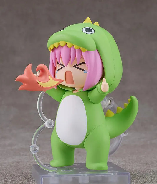Hitori Gotoh Attention-Seeking Monster Ver. Nendoroid wearing a green monster outfit with yellow spikes, pink hair, and a tearful expression.