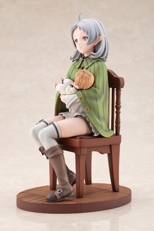 Mushoku Tensei Jobless Reincarnation Sylphiette Greyrat and Lucie Greyrat 1/7 Scale Figure with Sylphiette seated holding Lucie on a wooden-style display base