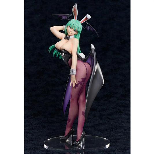 Darkstalkers B-Style Morrigan Bunny Ver. 1/4 scale figure with emerald-green hair, black bunny suit, bat wings, bunny ears, and fishnet stockings