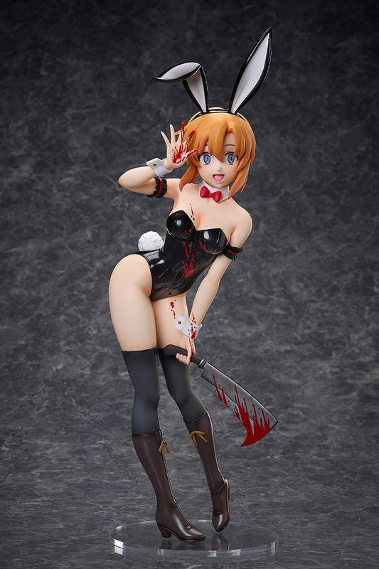 “Rena Ryugu Tragic Bunny Ver. 1/4 Scale Figure from Higurashi: When They Cry – GOU standing with blood-splattered bunny suit and machete.”