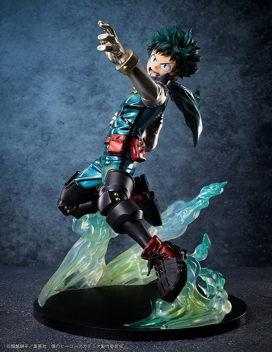 My Hero Academia Izuku Midoriya (Metallic Ver.) 1/4 Scale Figure in dynamic pose with glowing green Full Cowling energy effects
