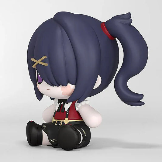 Needy Streamer Overload Huggy Ame chibi figure by Good Smile Company seated with dark twin ponytails and red black outfit
