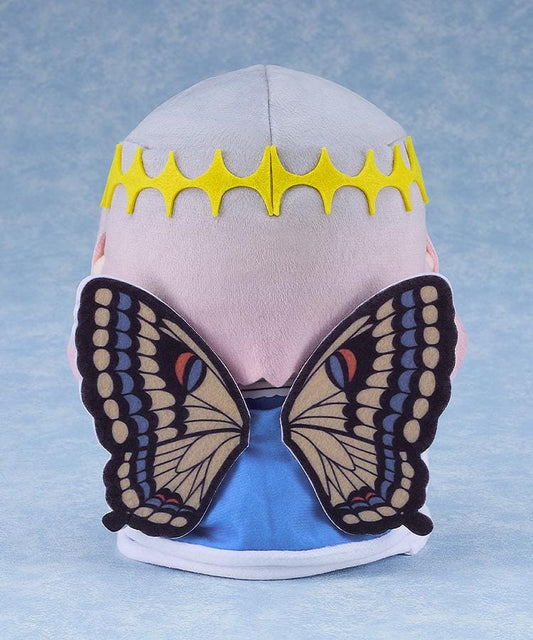 Fate/Grand Order Chocopuni Pretender Oberon plushie sitting with yellow crown halo, pastel hair, and detailed white and blue robe