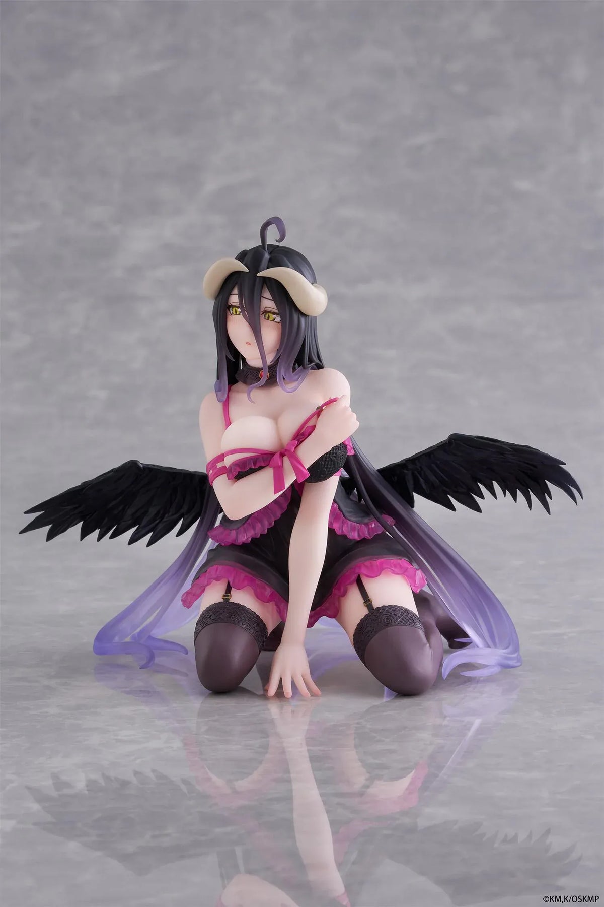 Albedo Negligee Desktop Cute Figure Overlord anime figure with wings and horns seated pose