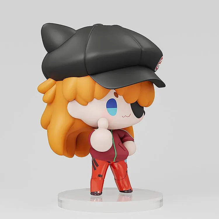 Rebuild of Evangelion Good Asuka Shikinami Langley Jersey Ver. chibi figure wearing a red jersey, black eyepatch, and cat-ear cap.