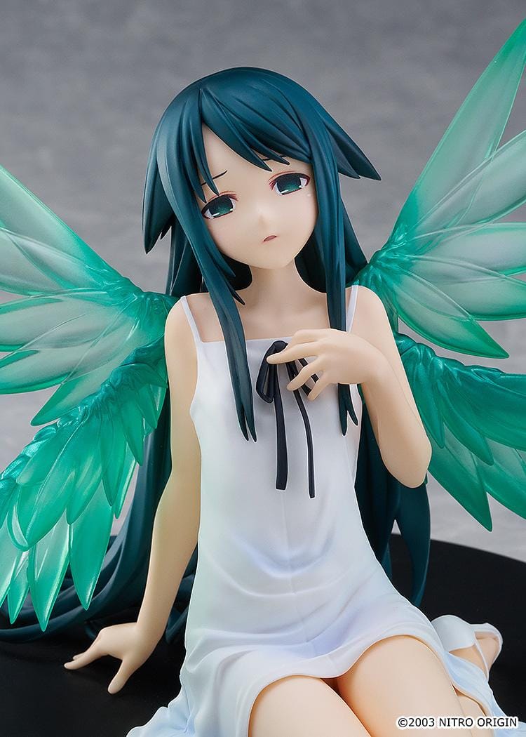 The Song of Saya POP UP PARADE Saya L Size Figure rerelease featuring Saya in a white dress with large translucent green wings
