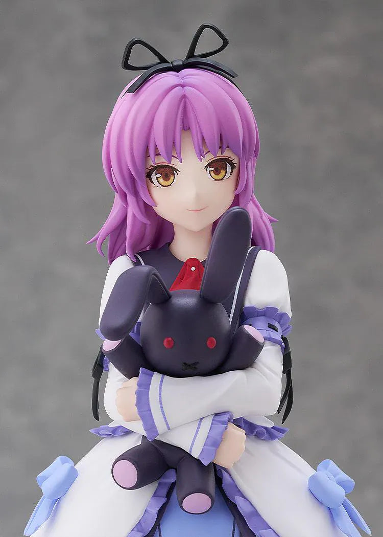Trails in the Sky 2nd Chapter POP UP PARADE Renne L Size Figure featuring Renne with purple hair, a white and lavender dress, lace-up shoes, and a black rabbit plush.