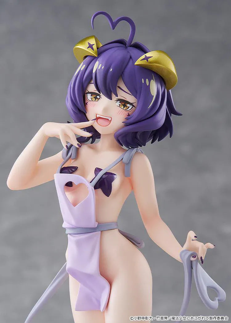 Gushing over Magical Girls POP UP PARADE L Magia Baiser Naked Apron Ver. featuring Magia Baiser with purple hair, horn details, apron-style outfit, and mischievous pose.