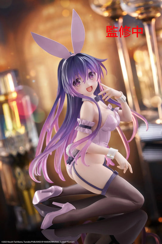 Date A Live V Desktop Cute Tohka Yatogami (Bunny Renewal Ver.) Figure (Re-issue) featuring Tohka in a lavender bunny suit with long purple hair and bright smile.