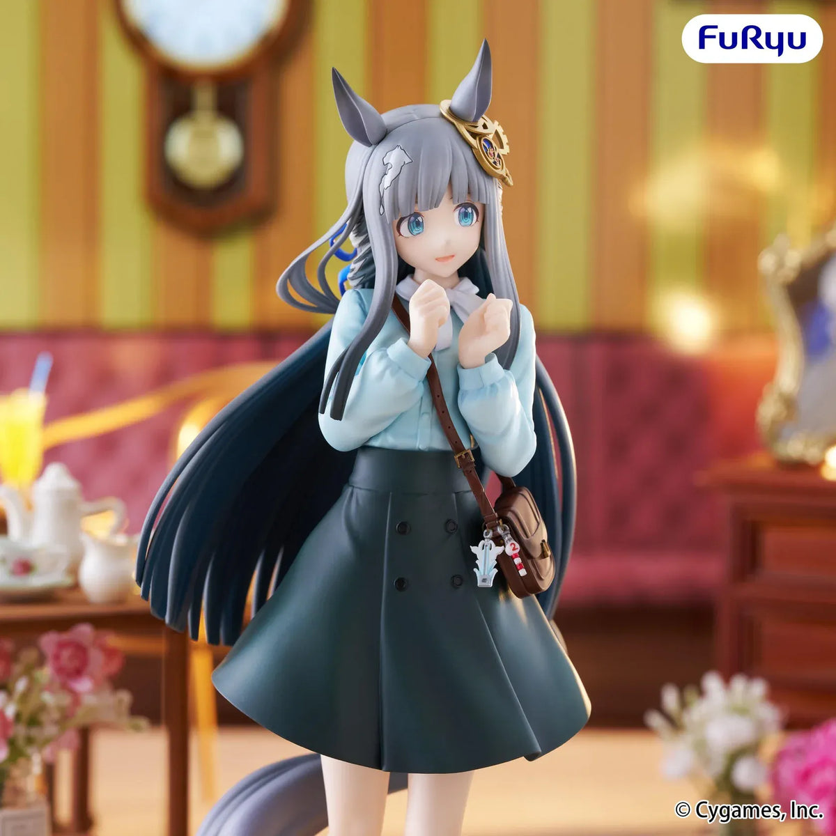Chrono Genesis Trio-Try-iT figure wearing a blue-and-black outfit with long flowing hair, horse ears, a decorative headpiece, and a shoulder bag.