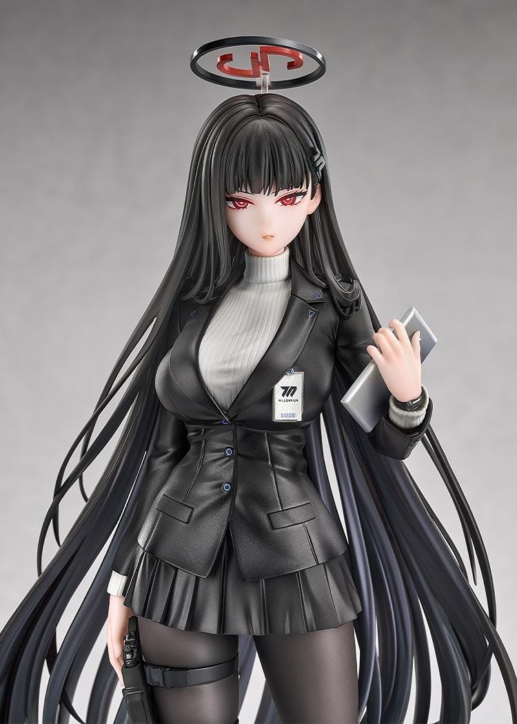 Blue Archive Rio 1/7 Scale Figure featuring Rio in her black business attire with tablet, halo, and themed display base