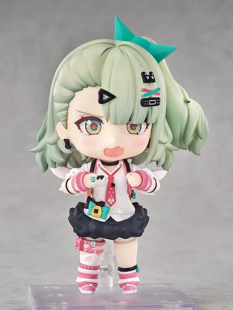 Zenless Zone Zero Nendoroid Sunna figure featuring mint-green hair, colorful accessories, and her signature launcher in an adorable chibi design