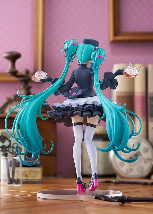 POP UP PARADE Hatsune Miku Glasses x Café Ver figure with glasses, teapot, teacup, and elegant café-themed outfit