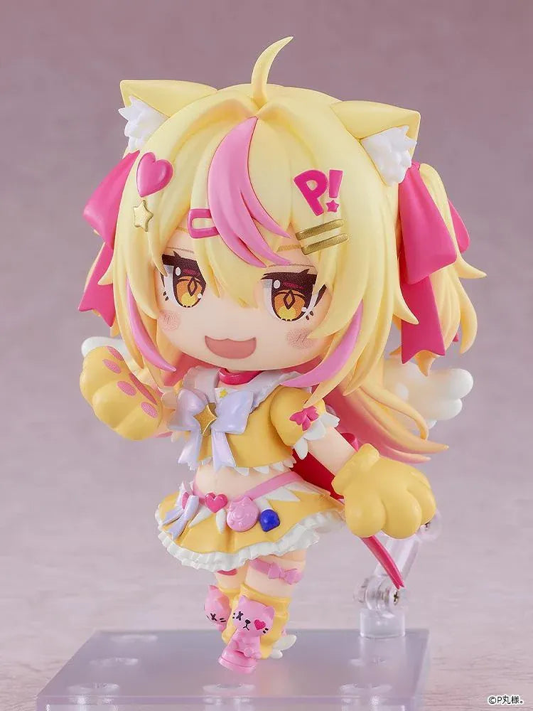 Pmarusama Nendoroid Pmarusama Figure featuring a blonde-haired character with pink highlights, golden eyes, animal ears, a yellow and pink outfit, oversized paw-shaped gloves, and matching character-themed boots.