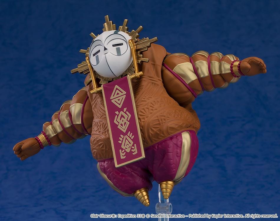 Clair Obscur Expedition 33 Nendoroid Esquie Figure featuring Esquie in a chibi-style design with ornate gold accents, mask-like face, and purple fantasy-inspired details.
