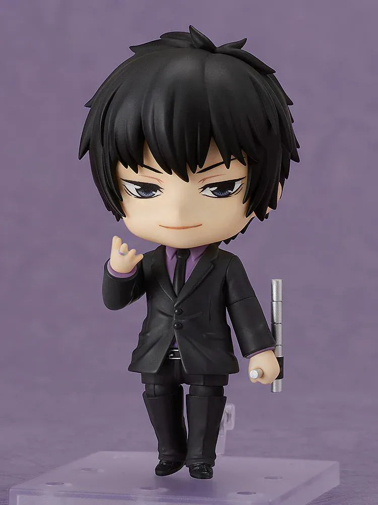 REBORN Nendoroid Kyoya Hibari Ten Years Later Ver figure featuring Hibari in a black suit with crossed arms and serious expression