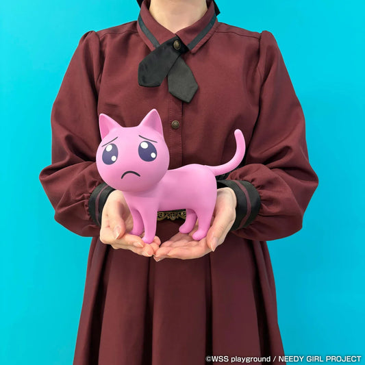 NEEDY GIRL OVERDOSE Pien Cat pink soft vinyl figure with large teary eyes and a worried expression.